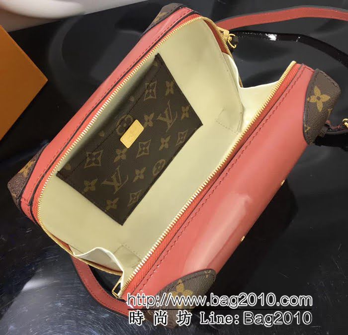 路易威登LV頂級原單2018新款Venice漆光皮革手袋 旅行箱M54390玫瑰紅 YDH1079